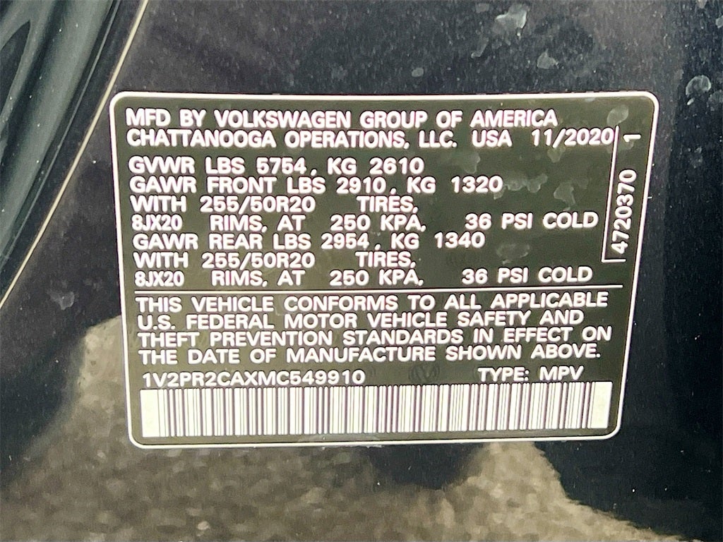 2021 Volkswagen Atlas 3.6L V6 SE w/Technology R-Line