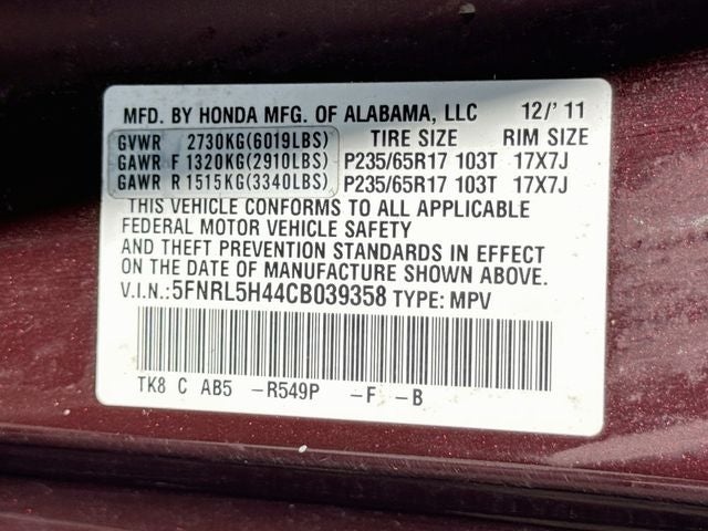 2012 Honda Odyssey EX